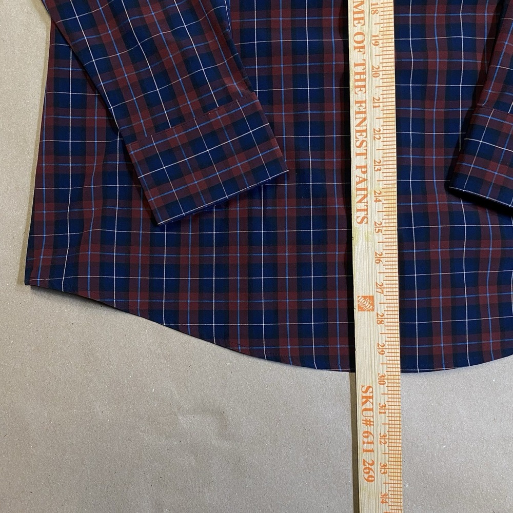 Mizzen Main Plaid Stretch Leeward Collection Shirt Large Red Spandex Mix - Picture 6 of 8